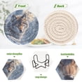 thumbnail image 4 of Haosy Set of 6 Drink Woven Coaster with Holder Heat Resistant Non-Slip Bar Coasters 4 Inches Snow Wolf under Moon, 4 of 7