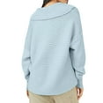 thumbnail image 5 of Duoif Chandails pour Femmes Tendance Chandail à Manches Longues Uni à Col à Revers Épais Chandail à Enfiler Chandails pour Femmes Hauts pour Femmes Bleu P, 5 of 5
