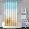 thumbnail image 2 of 72x84inch Beach Shower Curtain for Bathroom Decor Marine Ocean Coastal Seaside Shell Starfish Focus Blur Blue Sky Beach Scenery Bath Curtain Home Kids Bathtubs Waterproof Sets with Hooks, 2 of 5