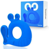 LoveNoobs Silicone Baby Teether, Baby Teething Toy, Baby Chew Toy, Blue