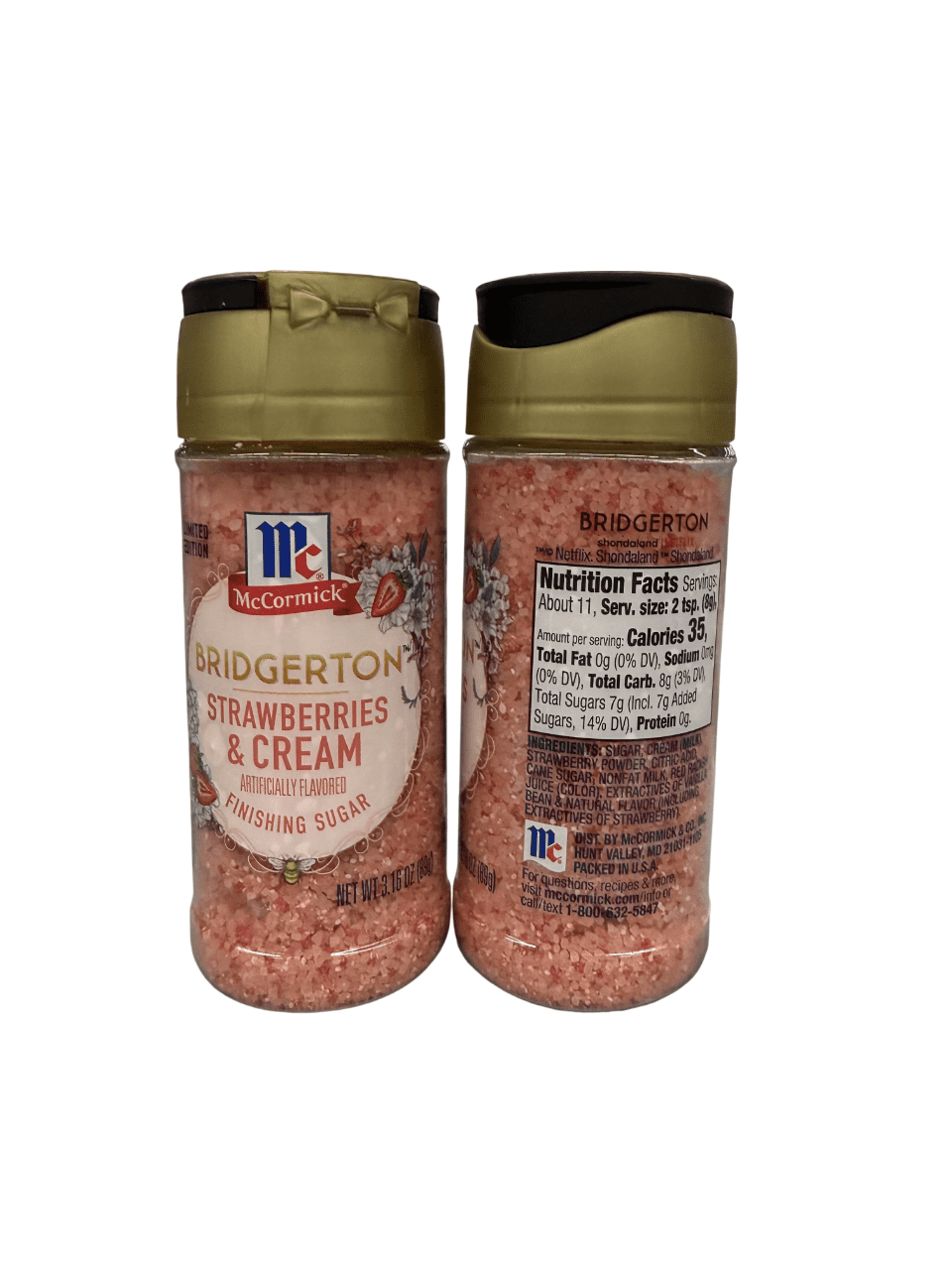 McCormick Strawberries & Cream Finishing Sugar (2 Bottles of 3.16oz each) Bridgerton Limited Series