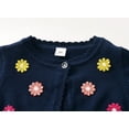thumbnail image 2 of Bixock Toddler Girls Knit Cardigann Girls Open Front Cardigans Kids Knit Cardigan Shawl Outerwear Long Sleeve Crew Neck Button Floral Jacket for Kids 1-13Years, 2 of 6