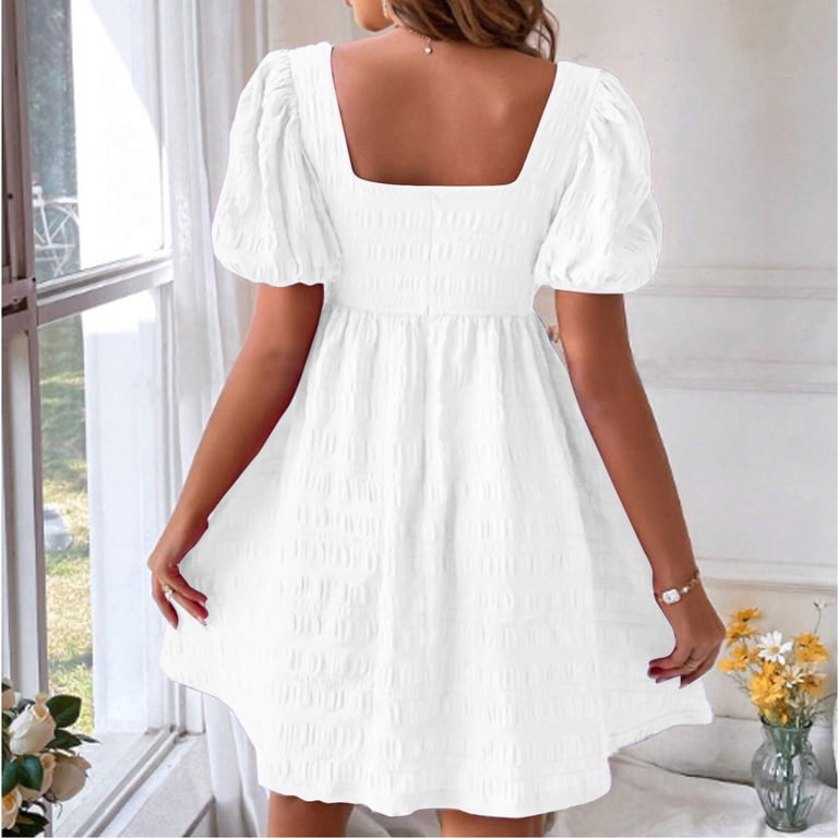 white flowy babydoll dress Lalita Babydoll Mini Dress in Poplin White main image 0