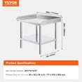 thumbnail image 5 of VEVOR Stainless Steel Work Table, 24 x 28 x 26 Inch Commercial Food Prep Worktable, 3-Sided Backsplash Heavy Duty Prep Worktable, Metal Work Table with Adjustable Height for Restaurant Home Hotel, 5 of 9