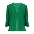 thumbnail image 5 of XPMWRP Women's Solid Color Casual Lightweight Jackets Ruched 3/4 Sleeve Open Front Work Office Blazer Suit Lapel Coat Green M, 5 of 9