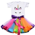 thumbnail image 2 of Baby Girl Birthday 2 / pcs Conjuntos de ropa Niños Unicornio Camiseta + falda tutú 2-6 años Niños Ropa casual Niñas Ropa de verano C175, 2 of 3