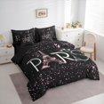 thumbnail image 3 of Homewish Pink Loves Pattern 7-Piece Twin Bedding Sets,Paris Eiffel Rower Bedding Comforter Set,Romantic Valentine'S Day Sheet Sets For Girl,Microfiber Bedroom Decor, 3 of 8