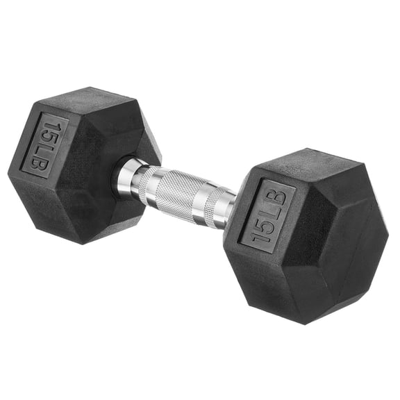 Non‑Roll Hex Rubber Dumbbell Hand Weight, Durable Rubber‑Coated Weight Dumbbell, Comfort Grip Fitness Equipment for Strength Building, Bodybuilding, Home Workout and Cross‑Fit Training