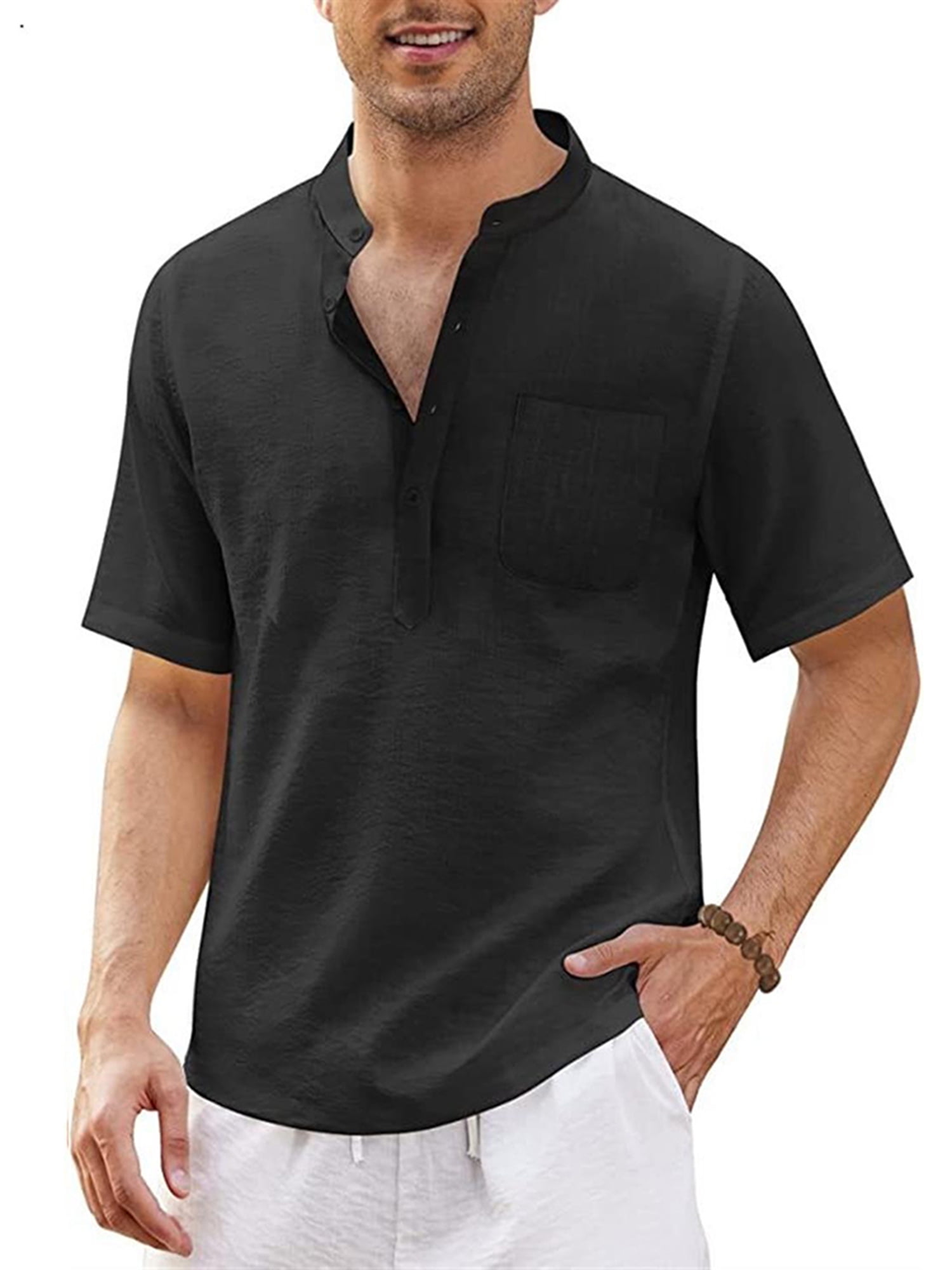 mens short sleeve 3 button shirt