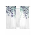 thumbnail image 2 of Teal Purple Botanical Semi Sheer Curtains 72 Inch Length 2 Panels Set, Eucalyptus Leaves Watercolor Spring Sheer Kitchen Curtain Privacy Voile Window Curtain for Living Room Bedroom Rod Pocket Drapes, 2 of 7