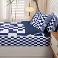 thumbnail image 5 of Manfei Modern Checkered Zipper Twin Comforter Sets with Fitted Sheet and 2 Pillowcases,Art Grid Zipper Bedding Set,Navy,Navy Blue Reversible,4pcs, 5 of 8