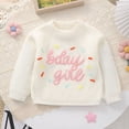 thumbnail image 2 of JIAYUE Girls Sweater Long Sleeve Knit With Letter And Floral Embroidery Cute Round Neck For Infant Baby Toddler Casual Outfit Leisure Children Tops, 2 of 3