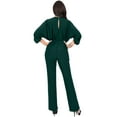 thumbnail image 5 of KOH KOH Long Pants Formal Cocktail Evening One Piece Fall Pockets Dressy Jumpsuit Romper Suit Casual Outfit Playsuit Tall 3/4 Short Sleeve For Women Emerald Green Small US 4-6 NT118, 5 of 6