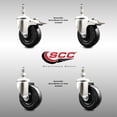 thumbnail image 2 of 4 Inch 316SS Soft Rubber Swivel ½ Inch Threaded Stem Caster Set 2 Lock Brake SCC, 2 of 2