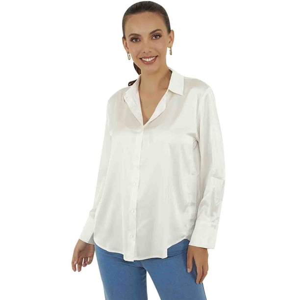 Camisa Devendi Casual Basica Satinada de Mujer Devendi Denim Co. 221-65
