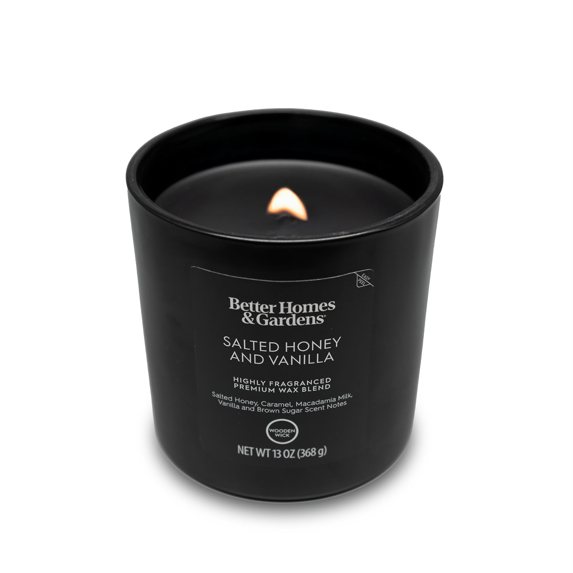 (4 pack) Better Homes & Gardens 13oz Salted Honey & Vanilla Scented Wooden Wick Jar Candle