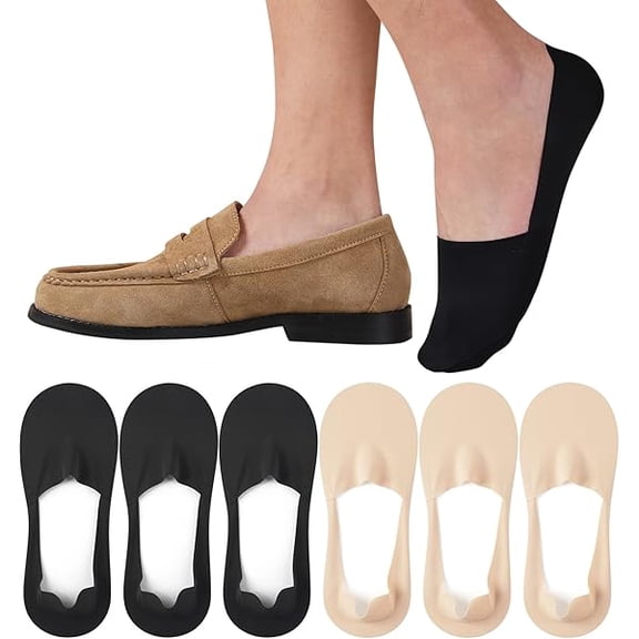 Eryueer No Show Socks Men Nylon Non Slip Low Cut Invisible Liner Footies Thin Silk Socks for Loafers Boat 6 Pairs