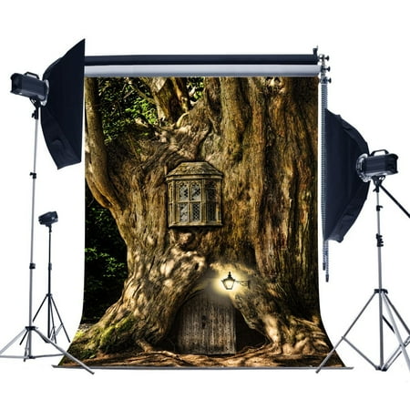 Fairy Tale Photo MOHome Polyster 5x7ft Fairy Tale Spirit Tree House Photography Backdrops Children Photo Birthday Newborn Photo Backgrounds Studio Props ()