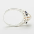 thumbnail image 3 of LBG British Made 925 Sterling Silver Cultured Pearl & Sapphire Womens Cluster Ring - 33 size options - Size 10, 3 of 6