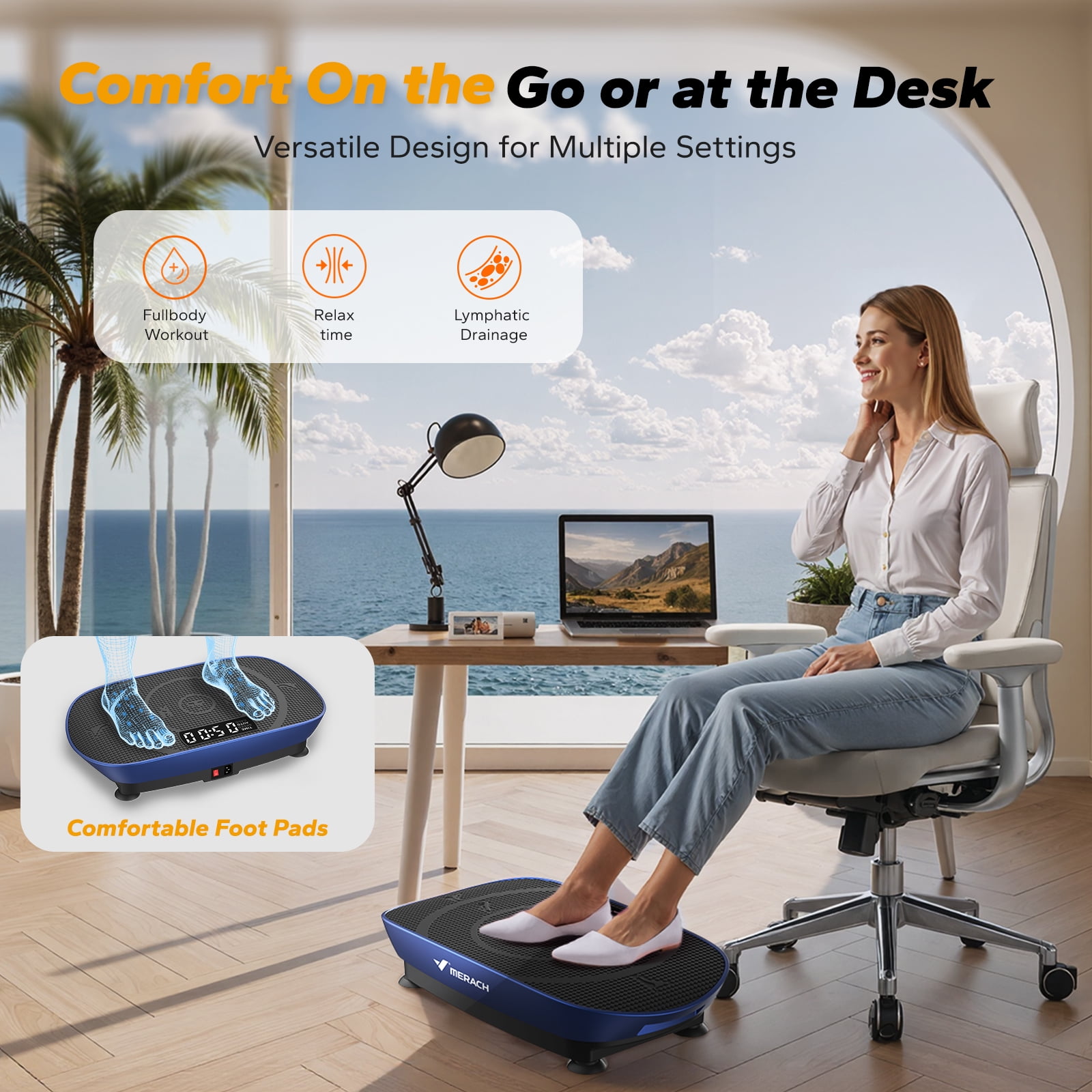 MERACH Compact Vibration Plate Exercise Machine, Slim Whole Body Shake Platform Exercise Machine with Remote Control