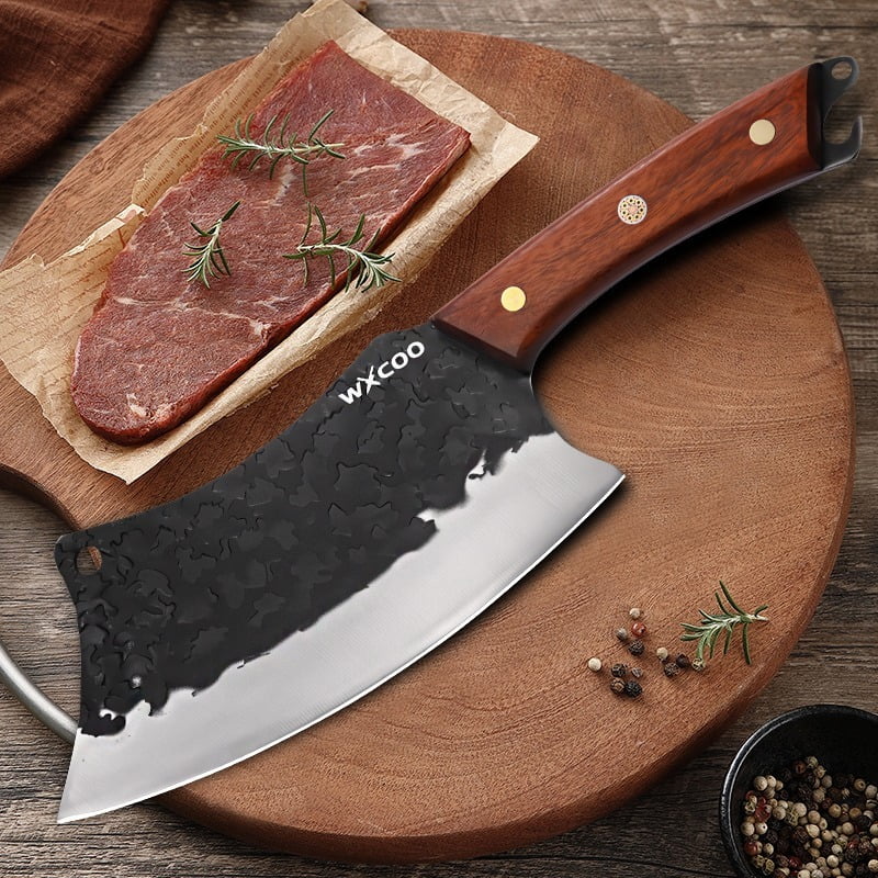 2PCS Handmade Utility Knife Stainless Steel Vegetable Chopper Forged Knife Multipurpose Knife Sharp Chef Knife Unique Knives for Cooking Kitchen Must Haves Fruit Fish Meat Cleaver Cutting Knife