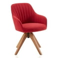 thumbnail image 6 of BELLEZE Mid Century Modern Swivel Accent Chair Linen Upholstered with Beech Wood Legs, Cute Desk Task Chair Armchair for Living Room Bedroom Home Office - Kameron(Red), 6 of 7