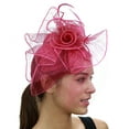 thumbnail image 2 of C.C Women's Elegant Cocktail Fashion Mesh Sinamay Fascinator Headband, Veil Floral Hot Pink, 2 of 4