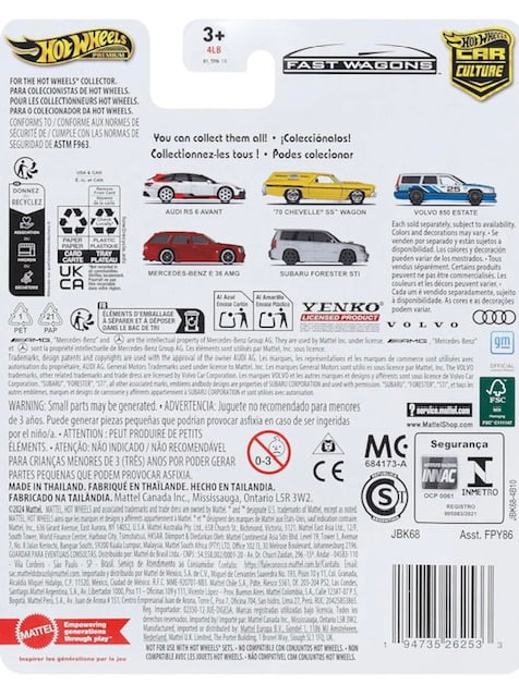Hot Wheels Premium Car Culture Fast Wagons J Case Set of 5 Cars 1:64 Scale Diecast Model Cars - FPY86 961J