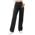 thumbnail image 1 of WEAIXIMIUNG Jeans Maternité Femme Women Fashion Solid Loose Button Pant Pocket Washed Polished Waist Ripped Jeans Trousers, 1 of 7