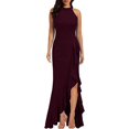 thumbnail image 1 of Vestido de noche ajustado de sirena con abertura y cuello alto para mujer, vestido de cóctel para fiesta maxi, 1 of 5