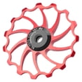 thumbnail image 2 of Polea de cambio trasero de cerámica de 15 dientes para bicicletas de montaña plegables, color rojo, 2 of 8