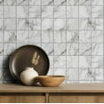 thumbnail image 3 of S4Sassy Art Deco Tile Wallpaper - White Wall Covering, 25" X 240" Self-Adhesive Textured Vinyl Wall Paper, Walls Wrap, Glam Accent Wallpaper For Living Room, Entryway, Powder Room, 3 of 9