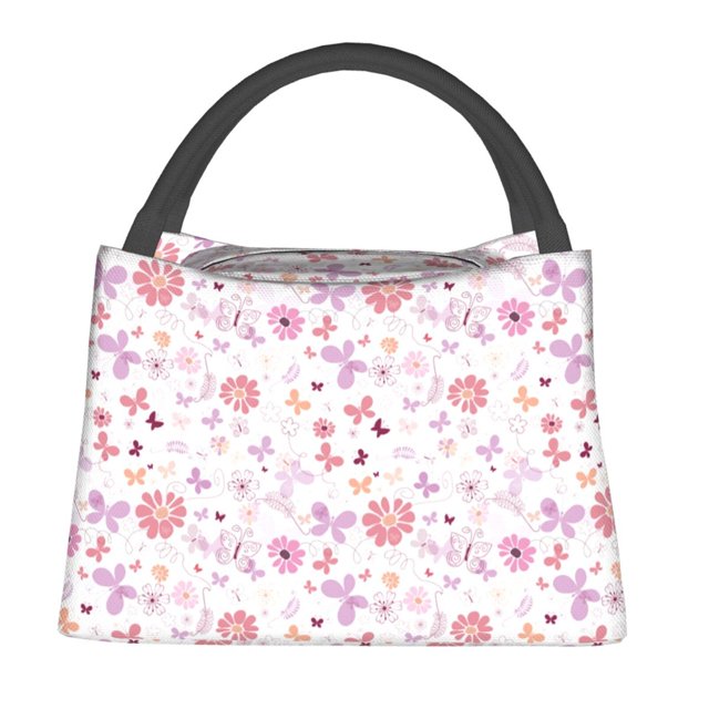 Balery Retro Floral Bolsa de Aislamiento Portátil – Bolsa de Almuerzo con Forro de Aluminio Mejorado, Funda Impermeable y Fácil de Limpiar para Picnic y Caja de Almuerzo
