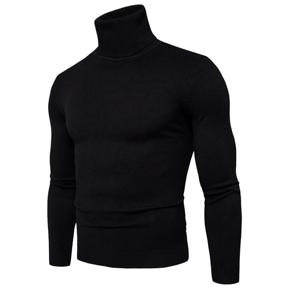 Business Casual Tops Turtleneck Men Long Sleeve Knitted Shirt - Soft Slim Fit Ribbed Turtle Neck Sweater for Men