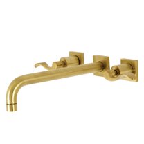 Kingston Brass KS6057DFL NuWave Two-Handle Wall Mount Roman Tub Faucet, Brushed Brass