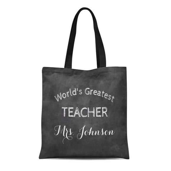NUDECOR Canvas Tote Bag Teaching Blackboard Chalkboard School Teacher Appreciation Lettering Assistant Vintage Reusable Handbag Shoulder Grocery Shopping Bags