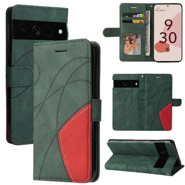 GANGXUN Flip Case for Google Pixel 7 Pro – Leather Wallet Cover with Card Slots, Kickstand & Color Stitching Protective Folio