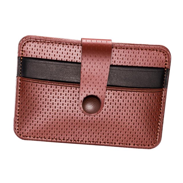 Cartera corta para hombre Monedero de cuero genuino delgado delgado para tarjeta monedero bolsillo cambio monedero marrón marrón Magideal Cartera corta para hombre