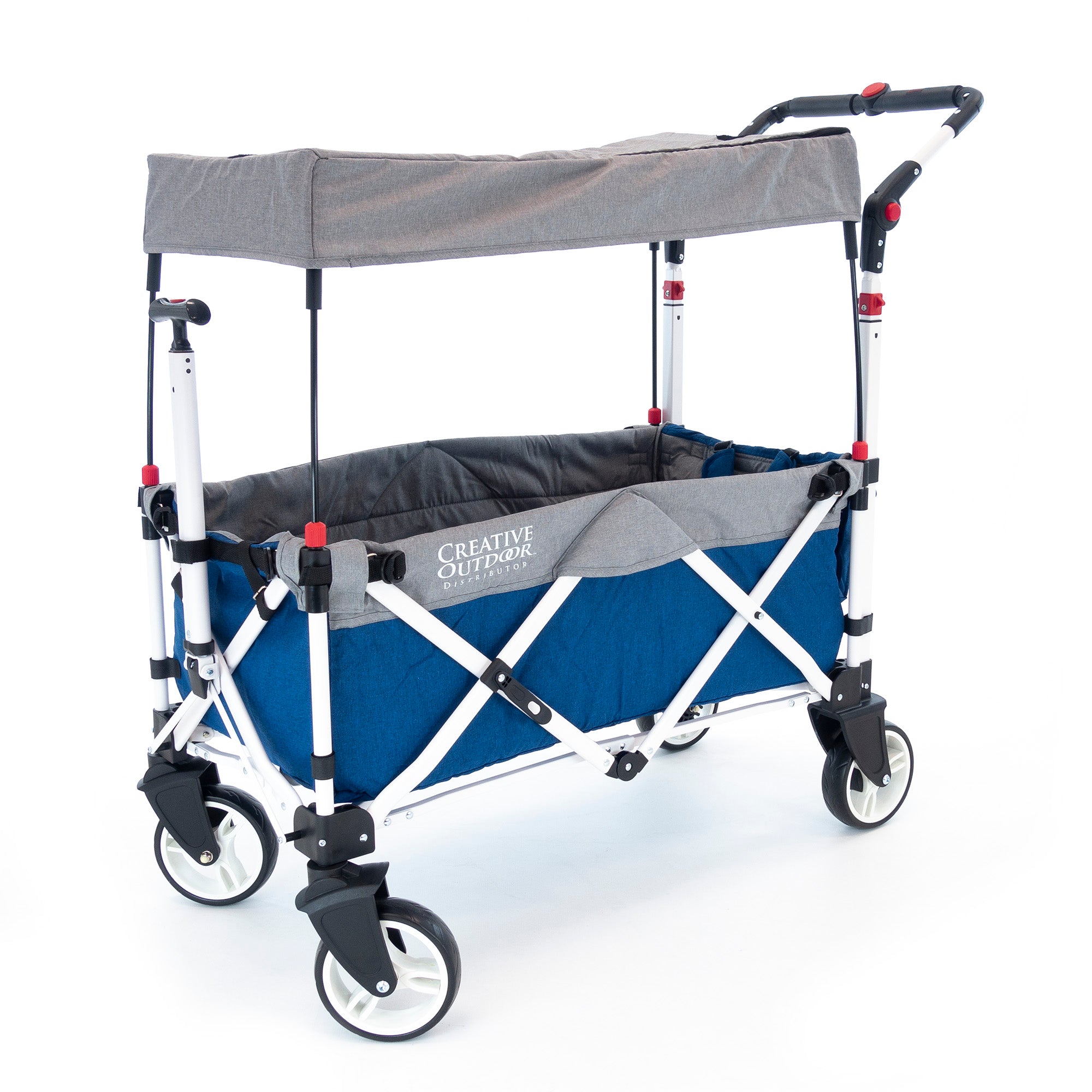 Ultra Compact Folding Stroller Wagon Pack & Push with Canopy for Camping, Beach, Park, Sporting