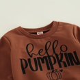 thumbnail image 3 of OUSITAID Girls Autumn Sets Brown Long Sleeve Letter Pullover Pumpkin Print Flared Pants, 3 of 6
