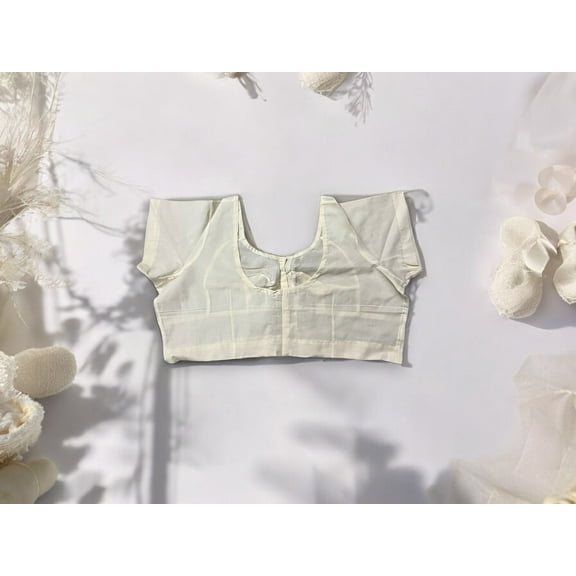 Cream Color Traditional Ready Made Blouse for Saree, Cultural Wear for Women, 107