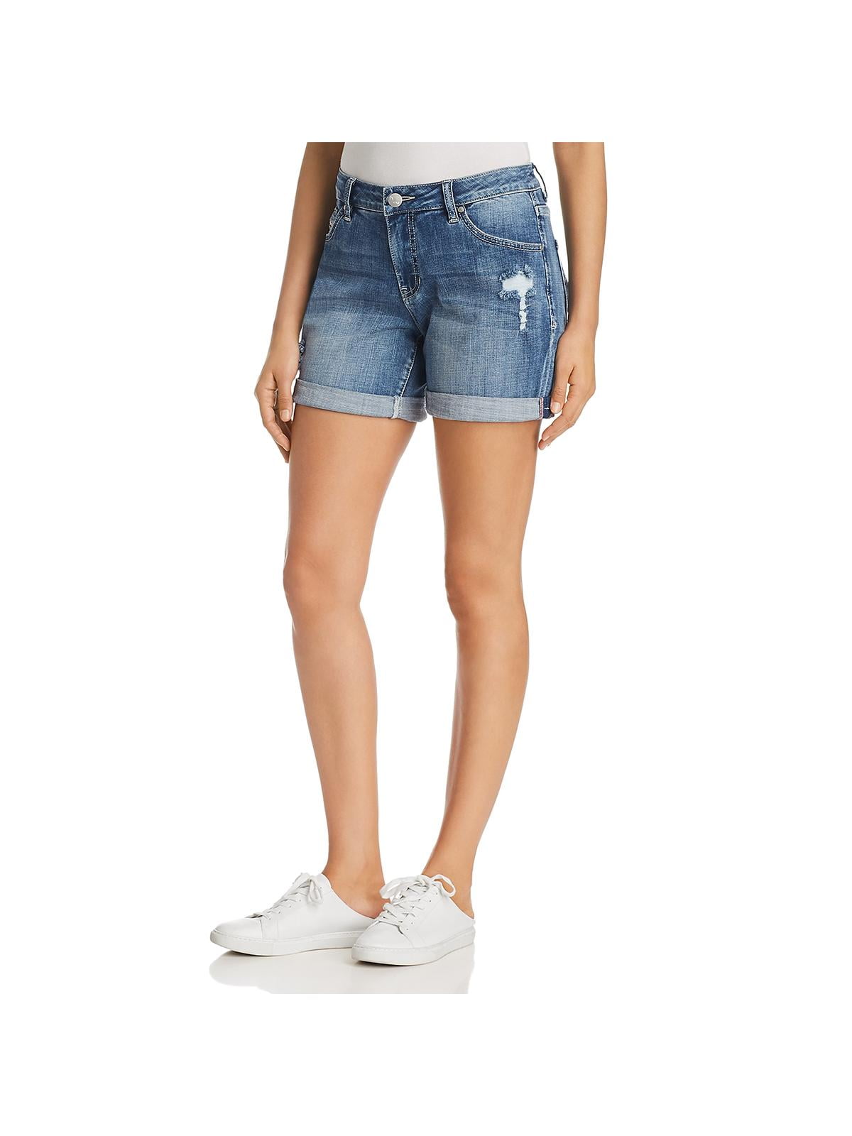 distressed cuffed denim shorts