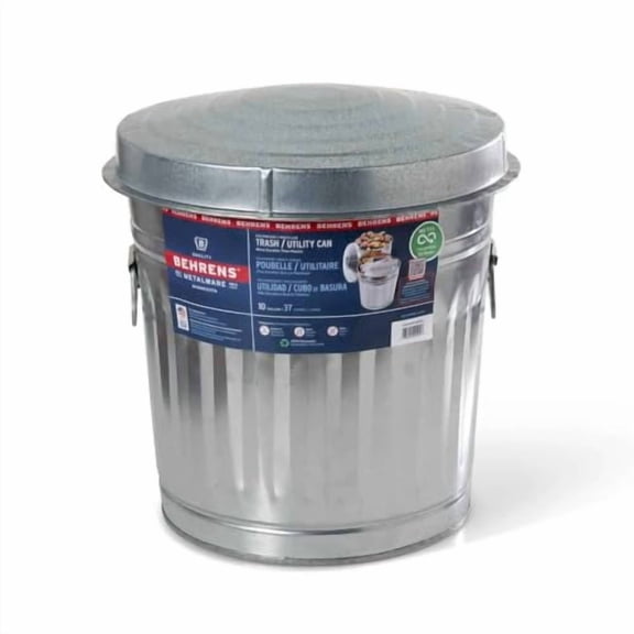 Behrens Manufacturing 6210 Galvanized Steel Trash Can, 10-Gallon