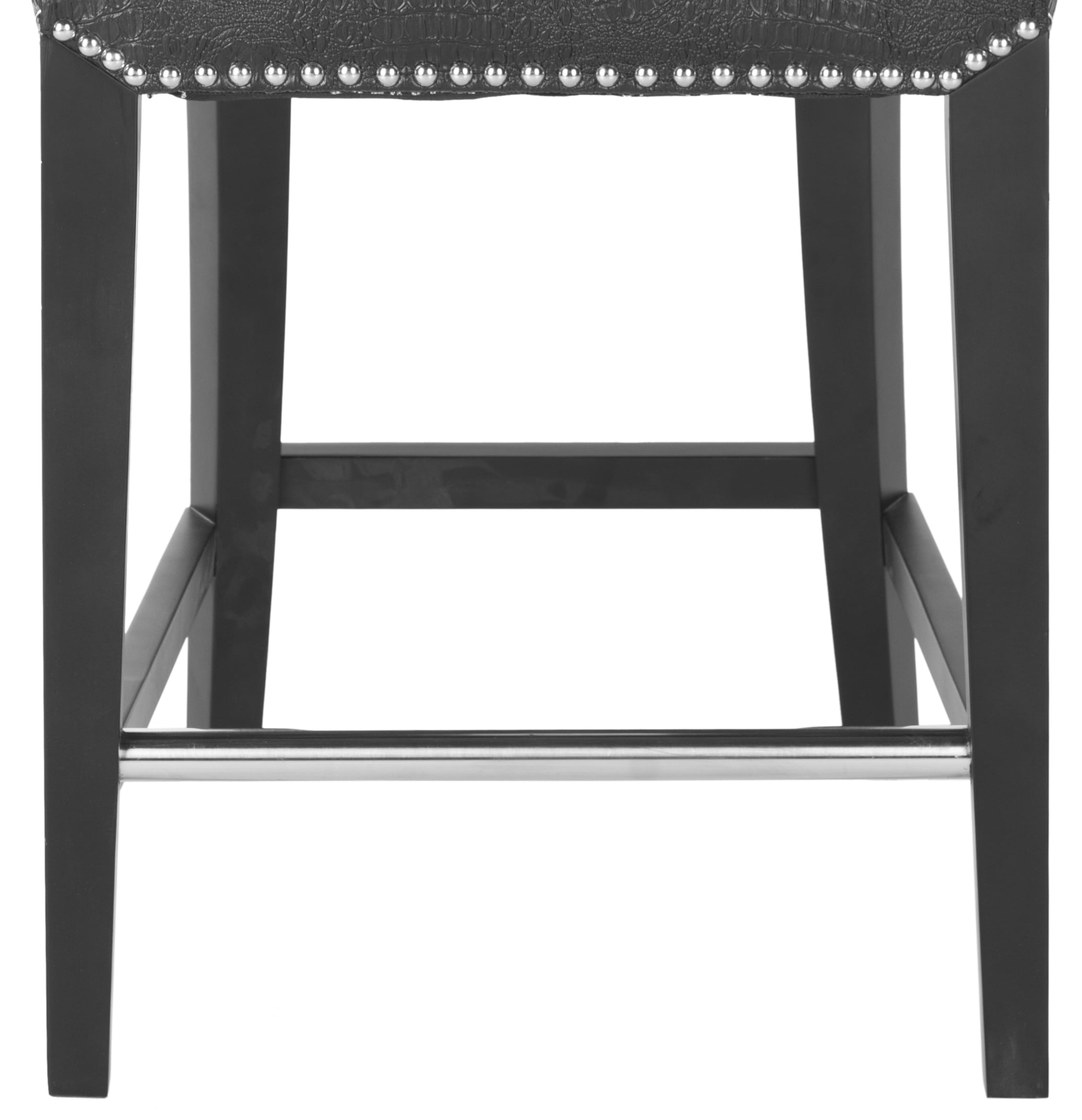 SAFAVIEH Seth Contemporary Curved Back Counter Stool with Footrest, Black Crocodile