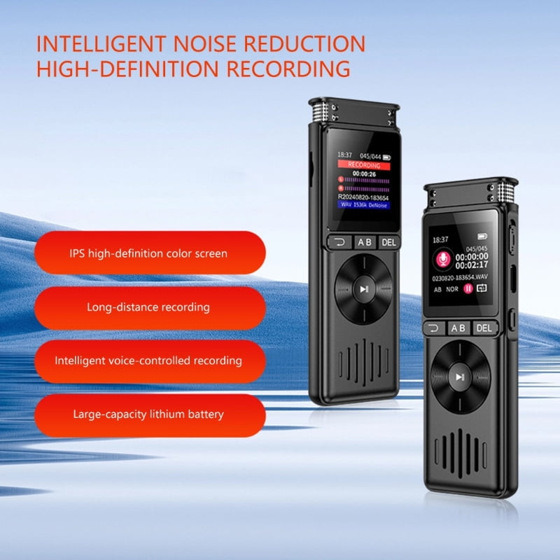 AOOOWER Multifunctional Voice Recorder 128GB Advanced Noise Cancelling MP3 Music Player