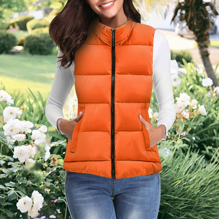 CAICJ98 Womens Vests Outerwear Women's Lightweight Zip Up Hooded Vest  Fashion Sleeveless Quilted jacket With Pockets Black,L 