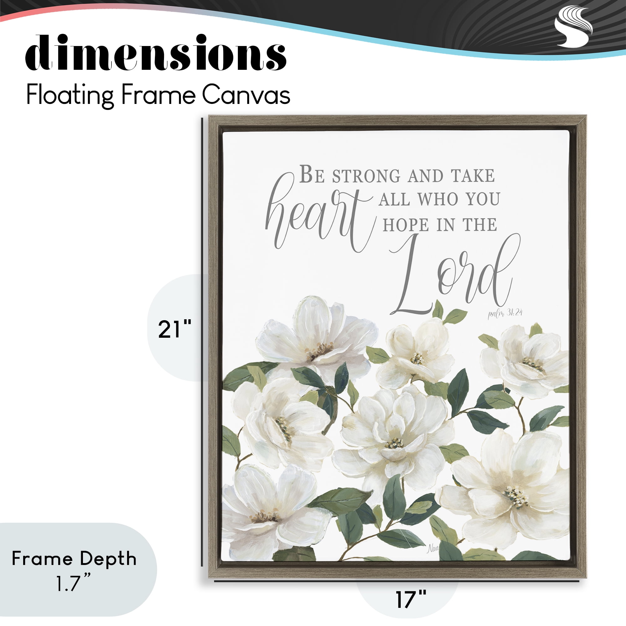 Stupell Industries Be Strong And Take Heart Brown Framed Floater Canvas Wall Art, design by Nan