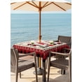 thumbnail image 2 of Outdoor Tablecloth with Umbrella Hole and Zipper, Merry Christmas Square Table Cloth 60x60 Inch Waterproof Tablecloth, Xmas Gnomes Snowflake Burlap Red Black Plaid Picnic Table Cover for Patio, 2 of 7