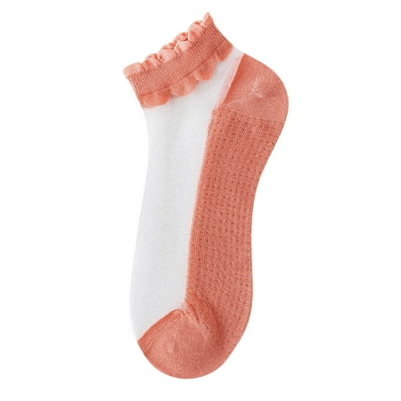 

YWDJ Warm Socks for Women Fashion Women Mesh Ladies Breathability Patchwork Thin Socks Women’s Stockings Orange Free
