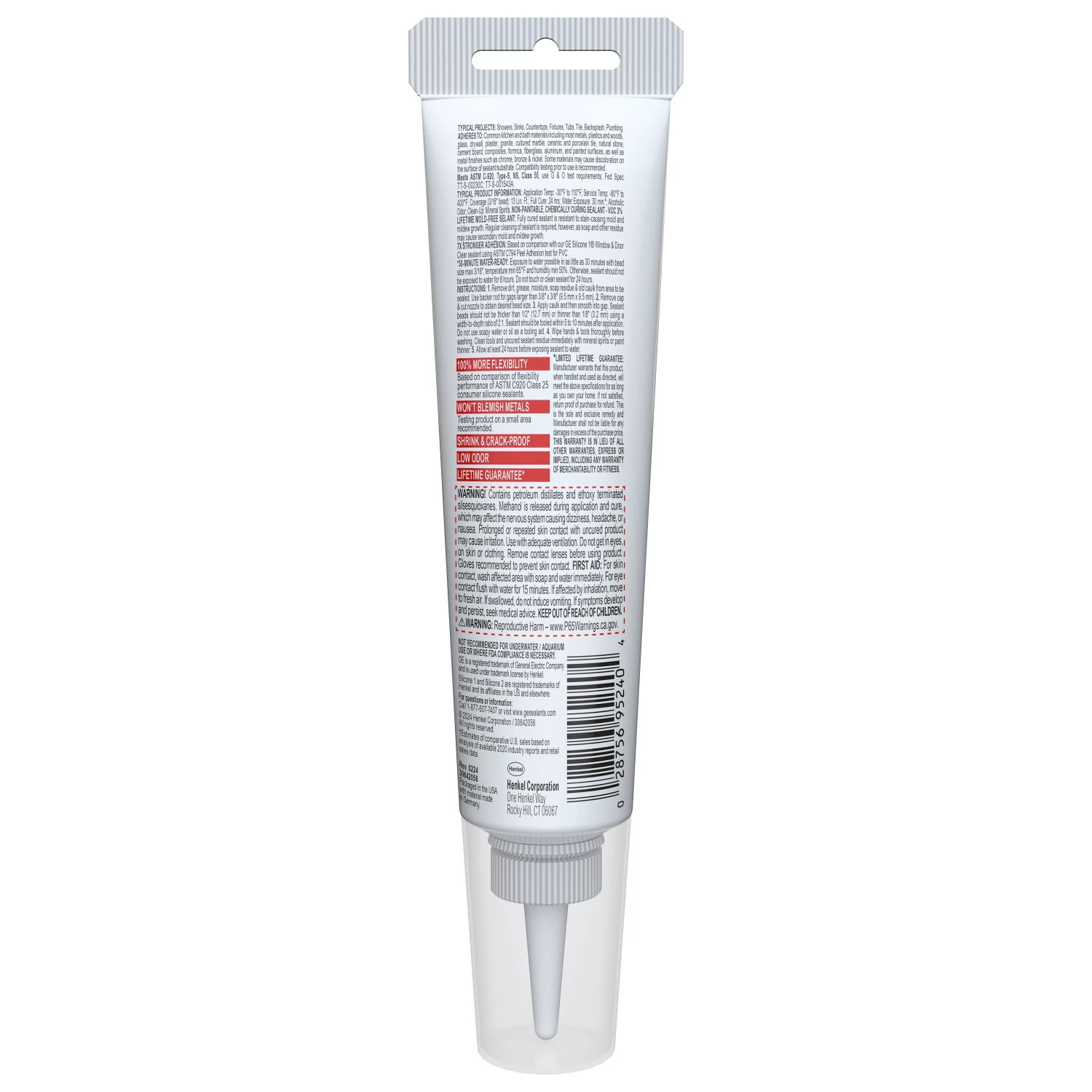 (12 pack) GE Supreme Silicone Kitchen & Bath Sealant, Pack of 1, White 2.8 fl oz Tube